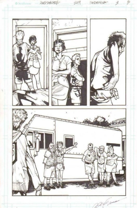 Pandemica #3 pg 5 Original Art Alex Sanchez bestselling author Jonathan Maberry