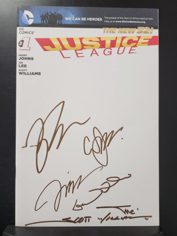 Justice League #1 - Signed 6x, Blank Variant / Encased (9.2ob) 2011
