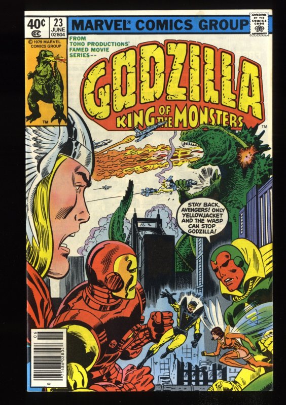 Godzilla #23 FN/VF 7.0 Vs the Avengers! Thor Iron Man Vision!