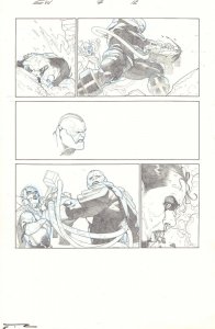 Secret Wars #7 p.12 - Apocalypse vs Thor Jane Foster - 2015 art by Esad Ribic