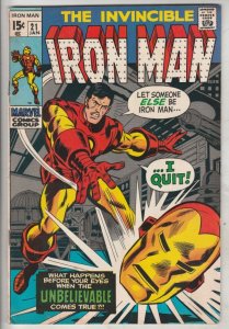 Iron Man #21 (Jan-70) VG/FN+ Mid-Grade Iron Man