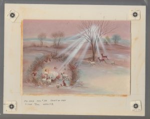 CHRISTMAS Nativity with Animals & Sunrays 10x7.5 Greeting Card Art #3366