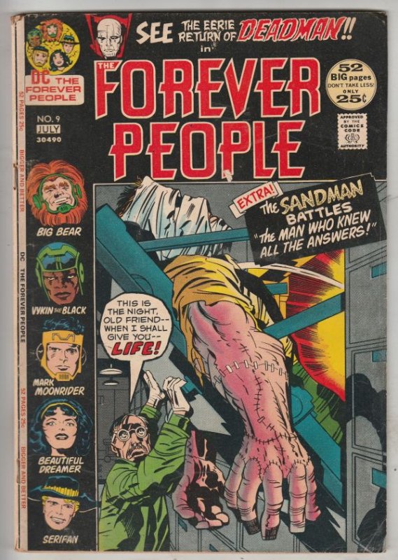Forever People #9 (Jul-72) VF High-Grade Big Bear, Beautiful Dreamer, Serifin...