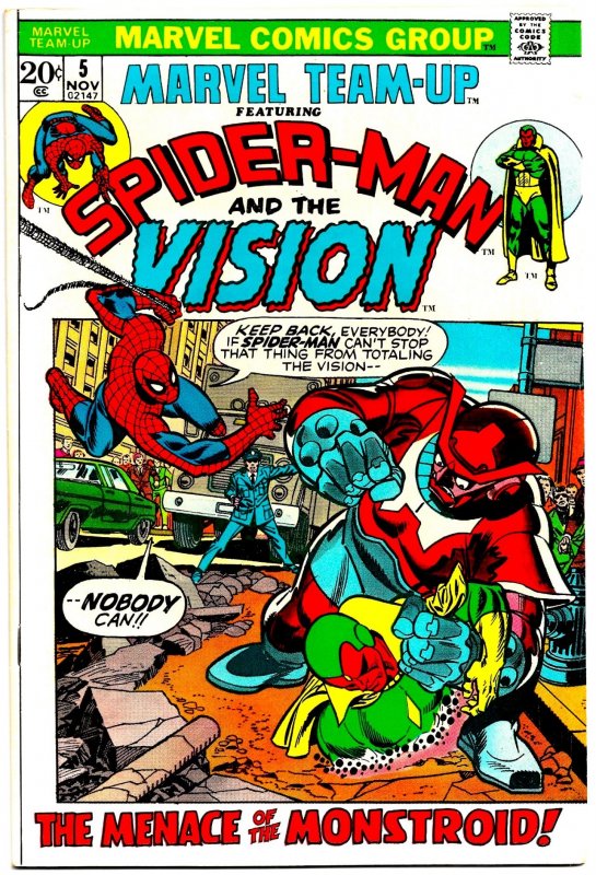 MARVEL TEAM-UP #5 (Nov1972) 8.0 VF  SPIDER-MAN & THE VISION! Gil Kane!