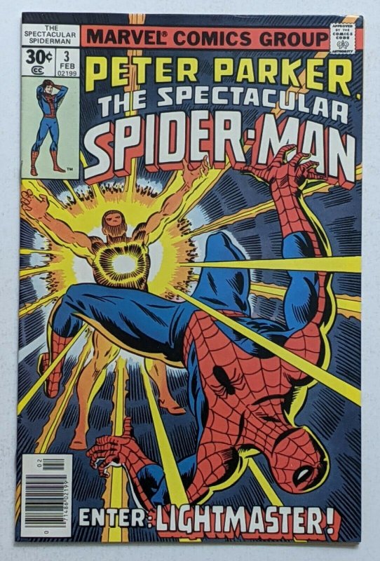 Spectacular Spider-Man #3 (Feb 1977, Marvel) VF- 7.5 1st appearance Lightmaster 