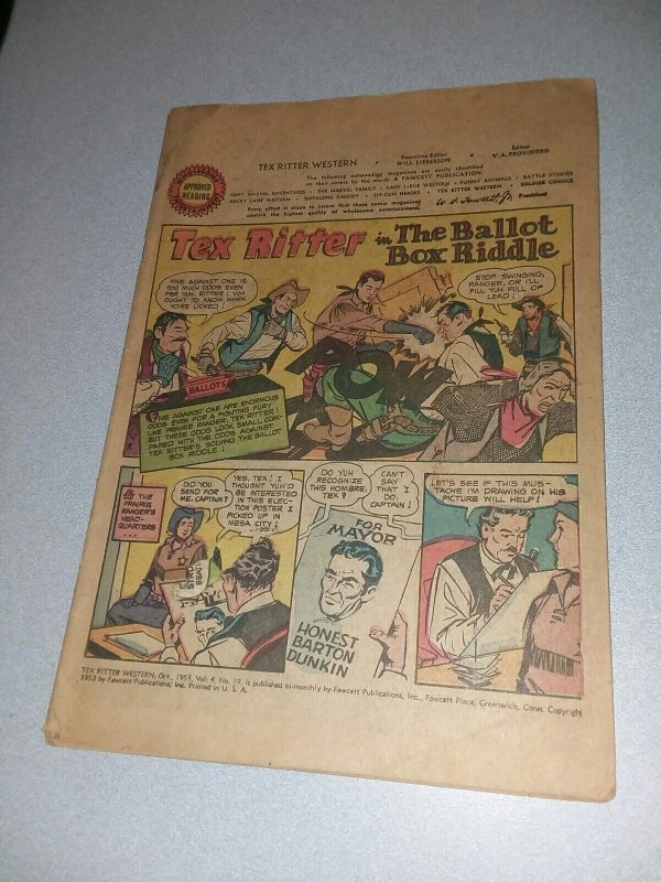 Tex Ritter Western #19 Fawcett comics 1953 golden age movie coverless rare