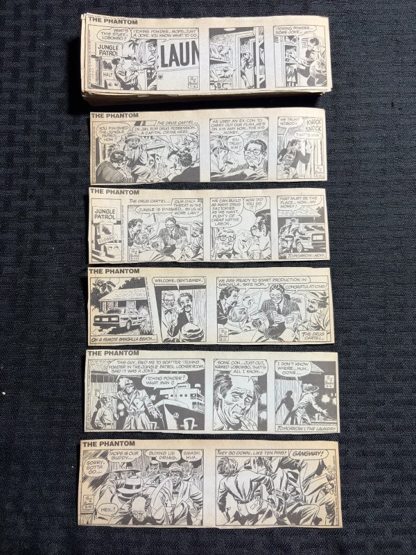 1991 THE PHANTOM Daily Comic Strips by Falk & Barry 6.5x2 FN/FN+ LOT of 185