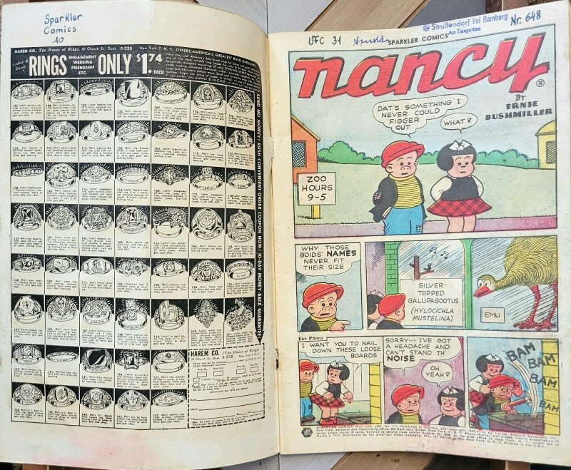SPARKLER COMICS #111 GD- (1953) Nancy & Sluggo CASEY RUGGLES Pre-Code BUSHMILLER