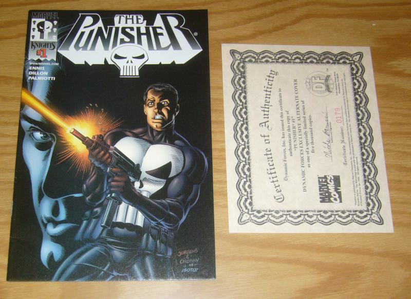 Punisher #1 VF/NM welcome back frank - steve dillon variant w/COA (179/5000)