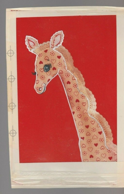 VALENTINE GIRAFFE 6.25x9.25 #3846 Greeting Card Original Art