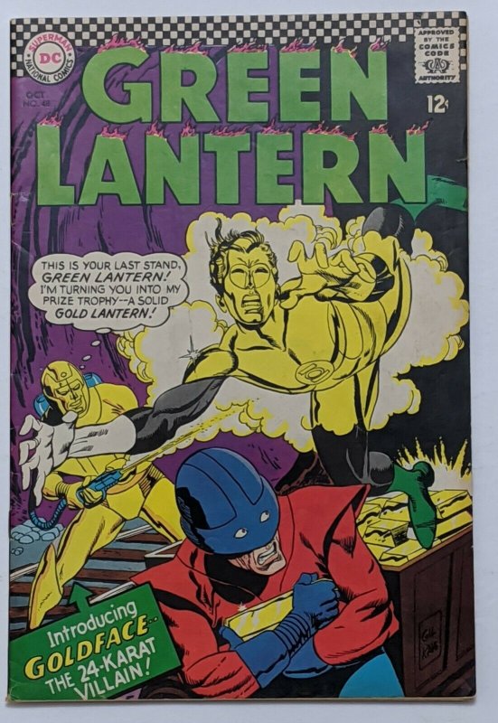 Green Lantern #48 (Oct 1966, DC) 1st app Goldface Gil Kane cover 