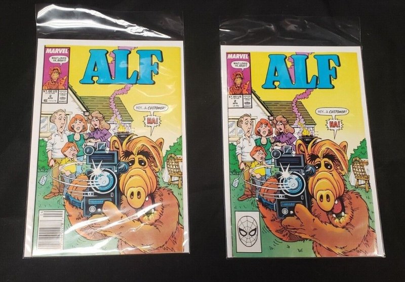 ALF 2PC (VF/NM) BAGGED & BOARDED, 2 COPIES OF ISSUE #2, NEWSSTAND & DIRECT 1988