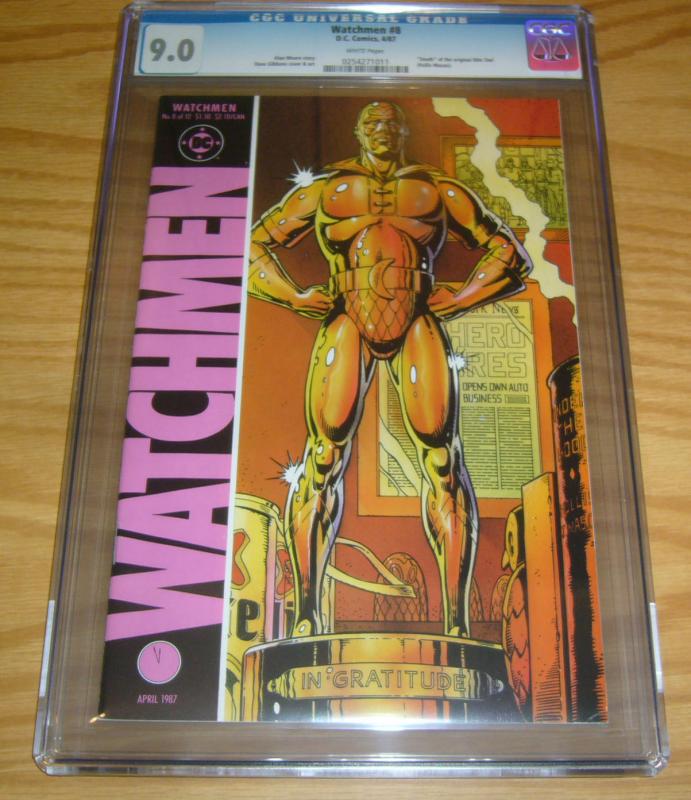 Watchmen #8 CGC 9.0 alan moore - dave gibbons - death of nite owl 1987 dc comics