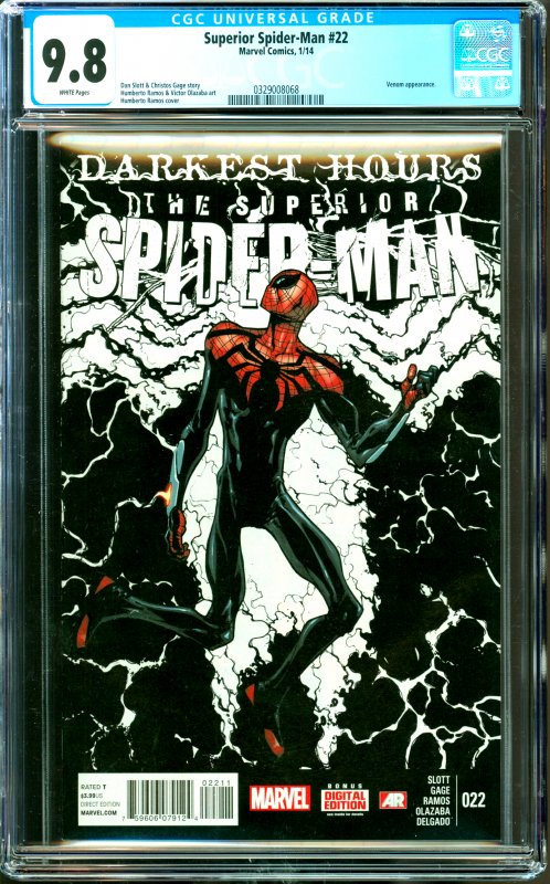 Surperior Spider-Man #22 CGC Graded 9.8 Venom Appearance