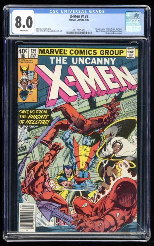 X-Men #129 CGC VF 8.0 1st Appearance Kitty Pryde White Queen Sebastian Shaw!