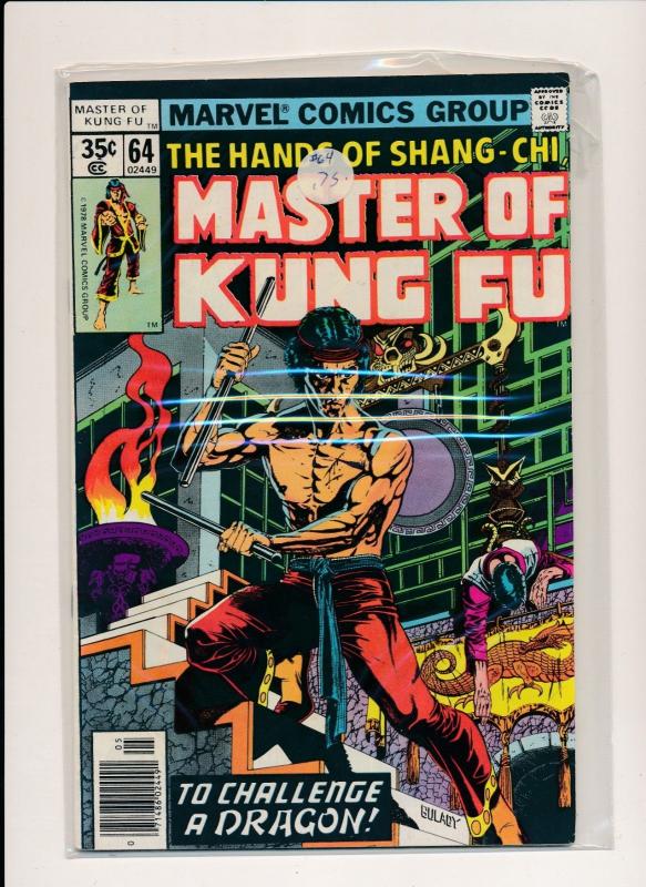 MARVEL  Master of Kung Fu To Challenge a Dragon #64 FINE/VERY FINE (HX698)