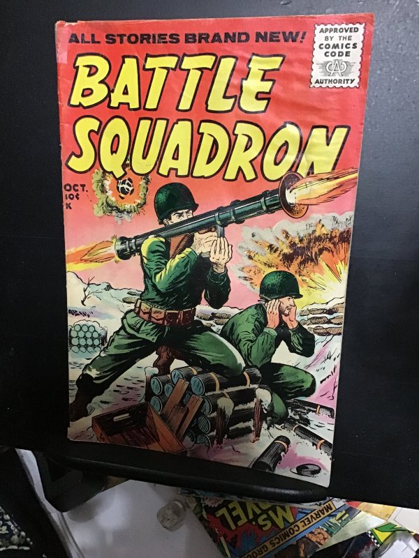 Battle Squadron #4  (1955) affordable grade bazooka cover! GD/VG British soldier