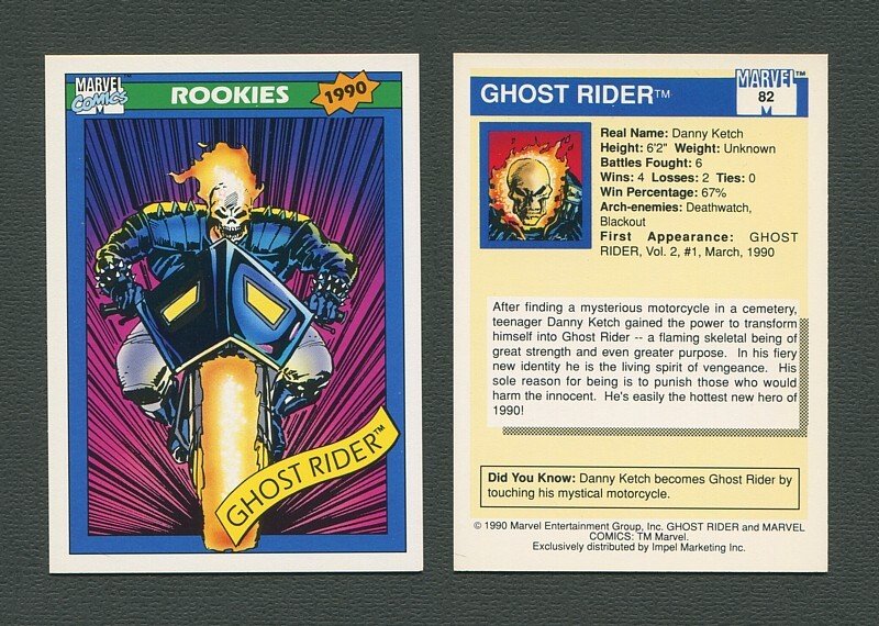 1990 Marvel Comics Card  #82 (Ghost Rider) / MINT