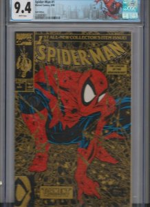 SPIDER-MAN #1 CGC 9.4 WHITE / GOLD COVER / CUSTOM LABEL