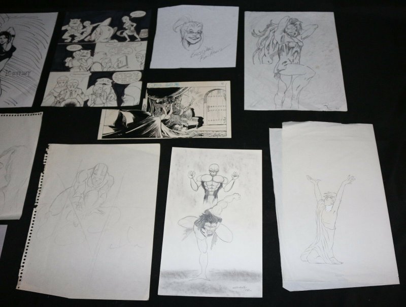 Misc Drawings and STATs 14pc LOT - Sketch by Ron Frenz