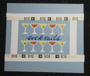 COCKTAILS INVITE Rows of Martini Glasses 9x8 Greeting Card Art #6622