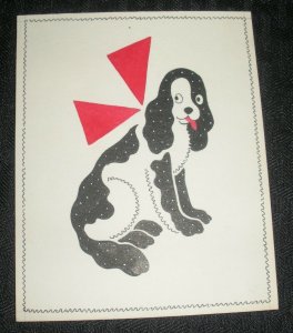 GET WELL SOON Graphic Black White Red Dog 4x5 Greeting Card Art #nn