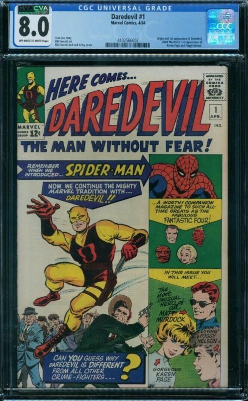 Daredevil  1  CGC 8.0  1st DD  ow/w pages!