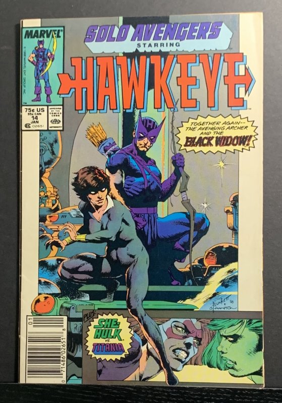 Solo Avengers #14 (1989) Hawkeye & Black Widow Newsstand Variant