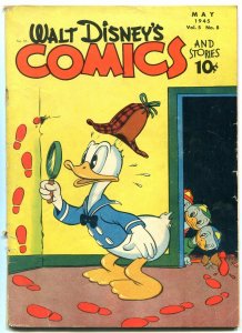 Walt Disney's Comics and Stories #56 1945- Sherlock Holmes swipe cover