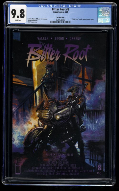 Bitter Root #8 CGC NM/M 9.8 White Pages Purple Rain Cover Homage!