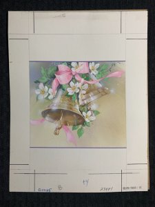 BEST WISHES Bell with Flowers & Bow 7x9.5 Greeting Card Art #0025 w/ 10 Cards