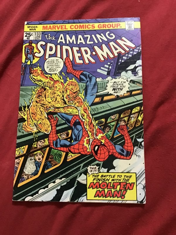 The Amazing Spider-Man #133 (1974) High-Grade VF/NM Molten-Man! Lynchburg Cert!