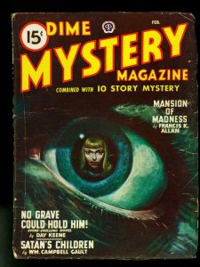 Dime Mystery Pulp February 1948- Eyeball cover- Day Keene- VG