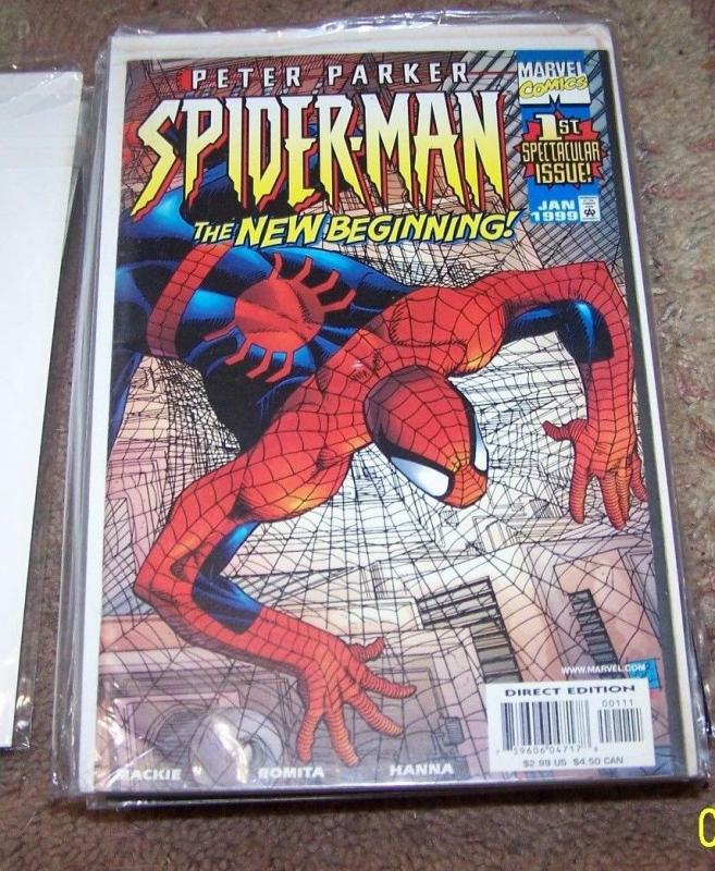 PETER PARKER SPIDER-MAN  # 1 , marvel 1999 THE NEW BEGINING bugle