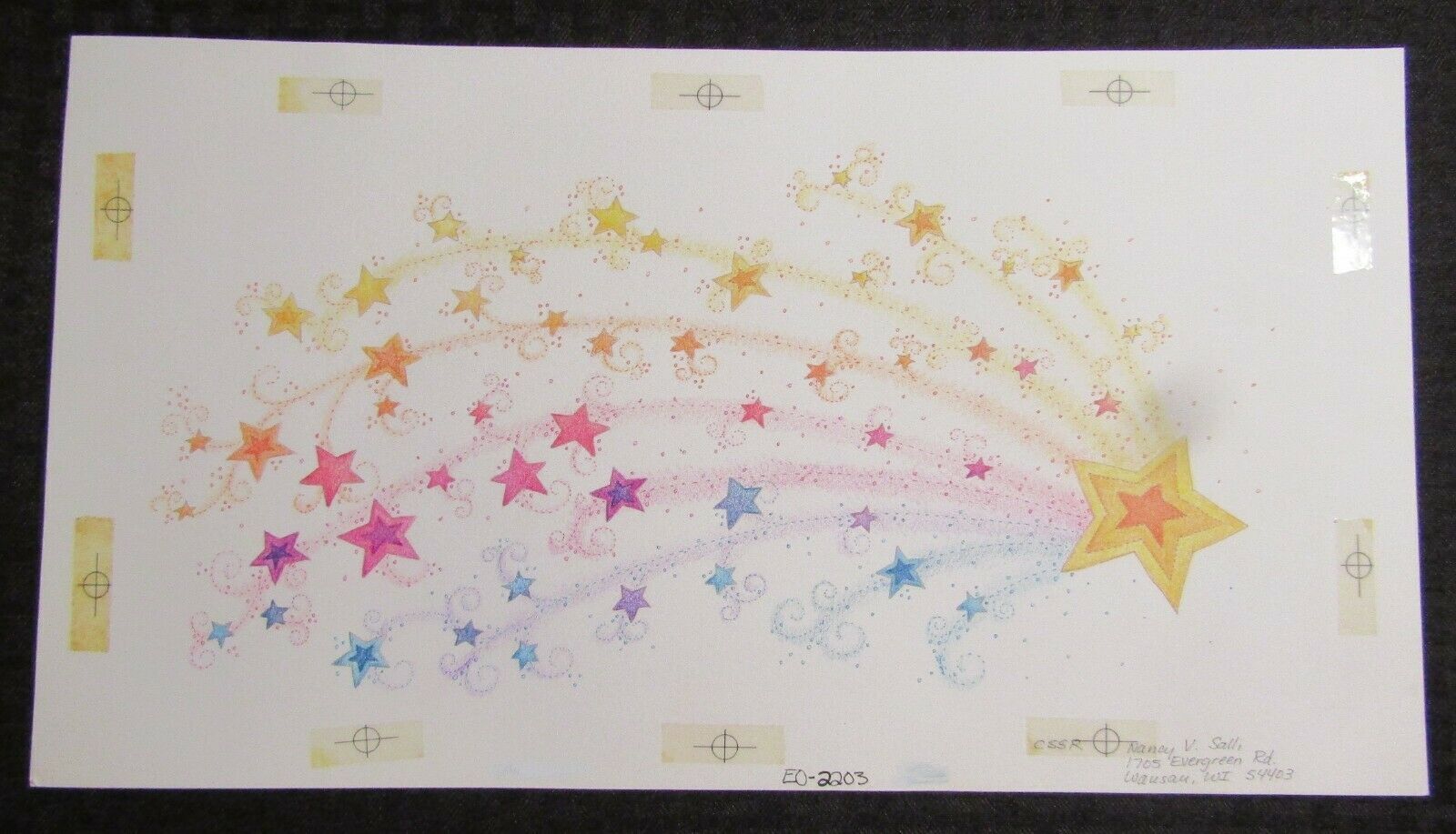 GRADUATION WISH Large Watercolor Shooting Stars 16x9" Greeting Card Art  #2203 | Comic Collectibles - Original Art / HipComic