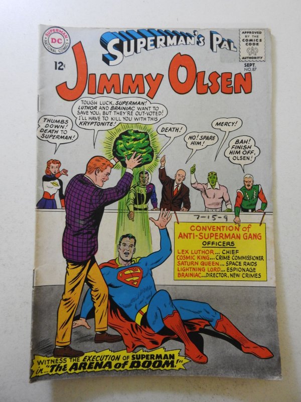 Superman's Pal, Jimmy Olsen #87 (1965) VG Condition sticker interior fc