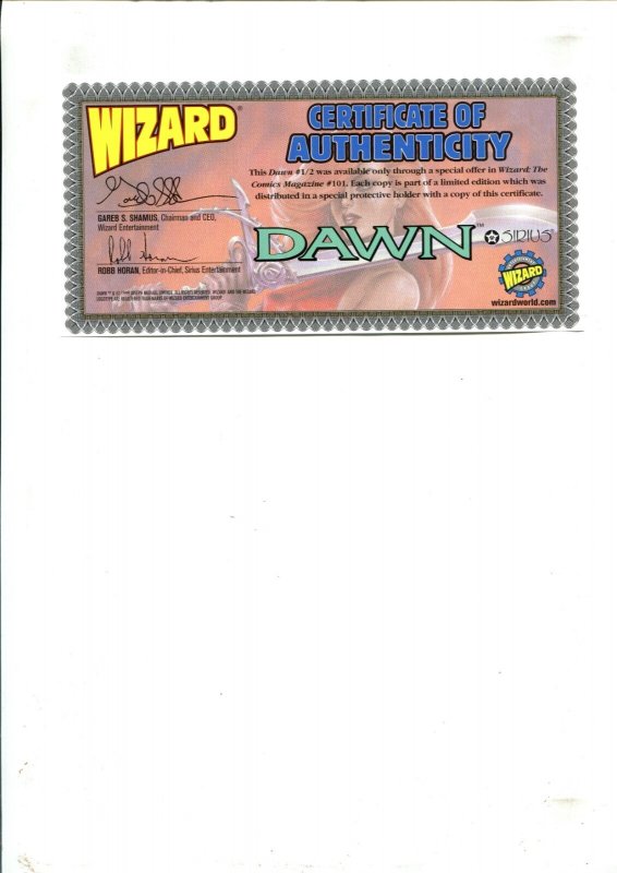 Dawn Wizard 1/2 - As Deep As... Linsner Cover w/ COA (9.2) 2000