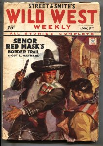 Wild West Weekly Jan 1 1935-Rare RED MASK cover-Pulp Magazine