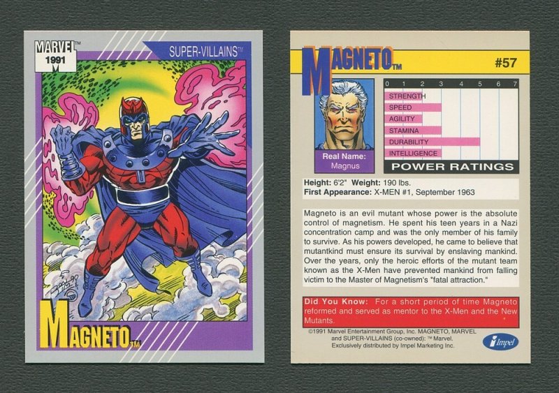 1991 Marvel Comics II  Card  #57 ( Magneto )  MINT