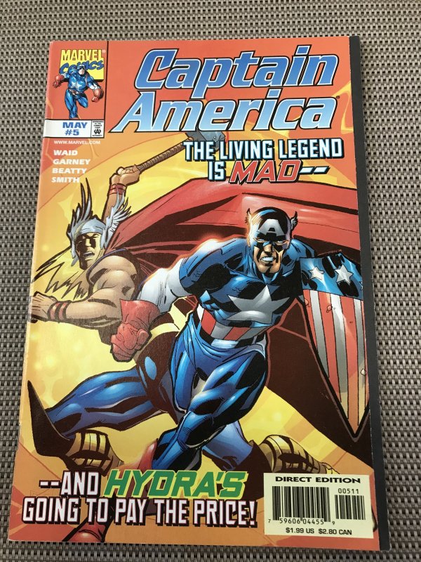 CAPTAIN AMERICA #5 : Marvel comics May 1998 VF; Hydra Vs. Thor & Cap