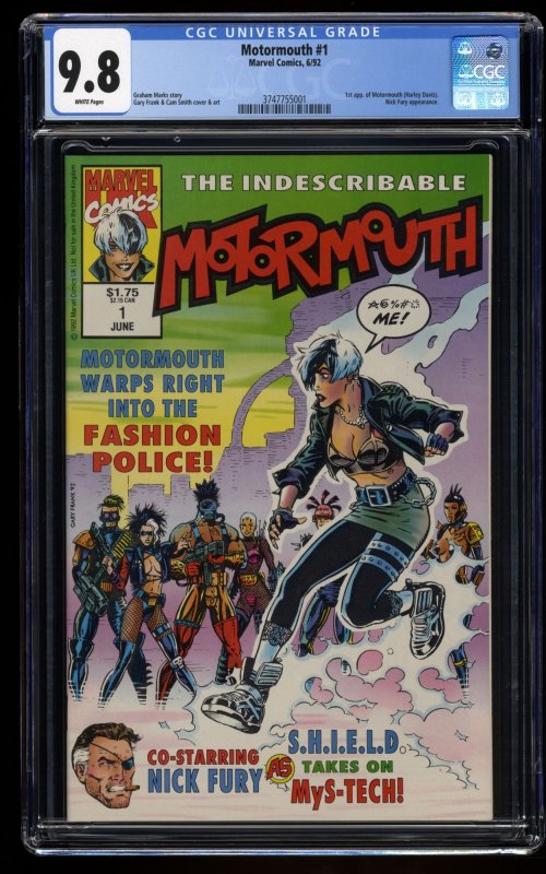 Motormouth #1 CGC NM/M 9.8 White Pages 1st Harley Davis!