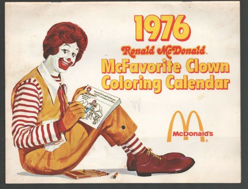 Ronald McDonald Clown Coloring Calendar 1976-Calendar pages to color-Size is ...