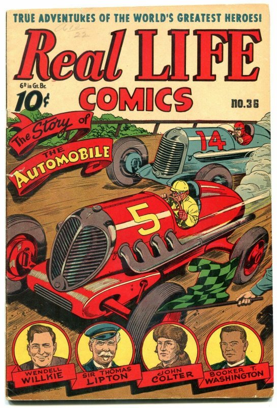 Real Life Comics #36 1946-Candian-SCHOMBURG-Car Race cover