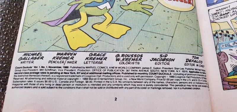 Count Duckula #1 Marvel VF/NM