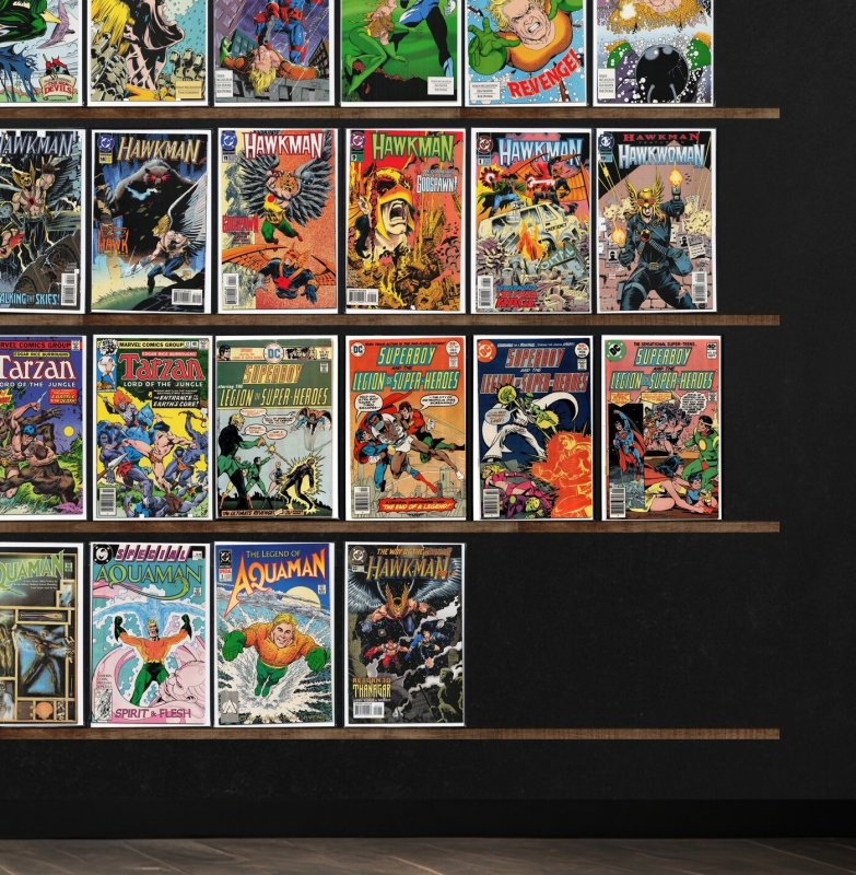 Huge Lot 150+ Comics with Hawkman, Hawkworld, Aquaman, Tarzan, Superboy & More!