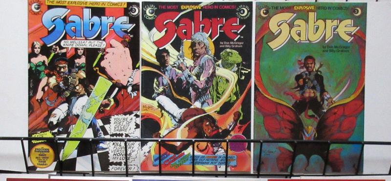 Sabre (Eclipse 1982-83) #3-5 Hendrix hero SciFi Swashbuckler Kent Williams Cvr