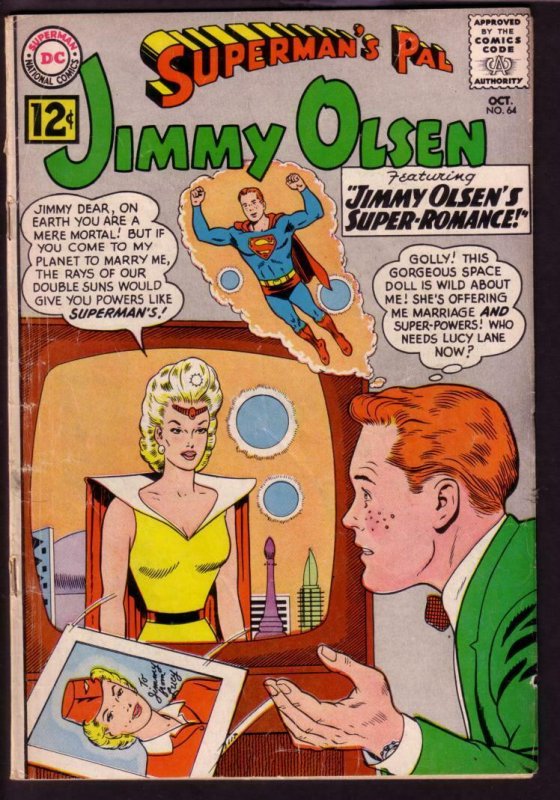 SUPERMAN'S PAL JIMMY OLSEN #64 1962-TV SET COVER---DC VG