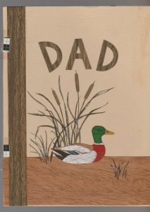 FATHERS DAY Dad Duck with Cattails 6x8 Greeting Card Art #FD709