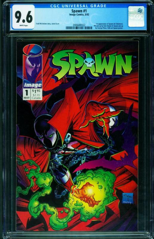 Spawn #1 1992  CGC Graded 9.6 White Pages- 1st issue 2006680022