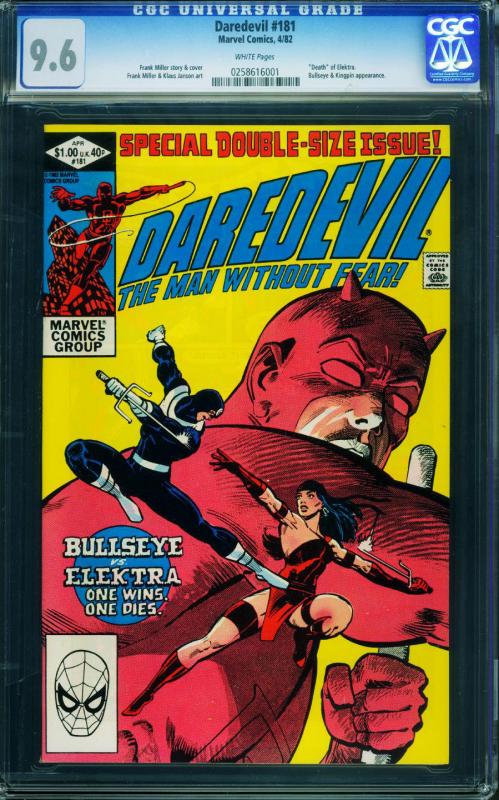 Daredevil #181-cgc 9.6 comic book frank Miller-death Of Elektra 0258616001